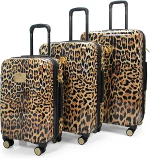 Badgley Mischka Leopard 3 Piece PC-ABS Expandable Luggage Set