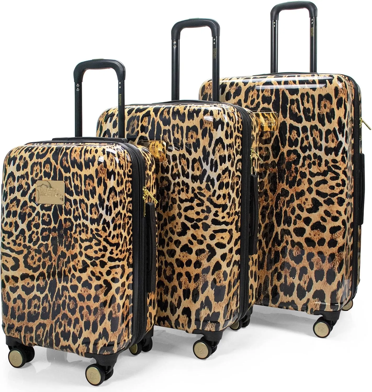 Badgley Mischka Leopard 3 Piece PC-ABS Expandable Luggage Set