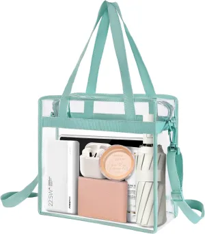 BAGAIL Clear Bags Stadium Approved Clear Tote Bag with Zipper Closure Crossbody Messenger Shoulder Bag with Adjustable Strap