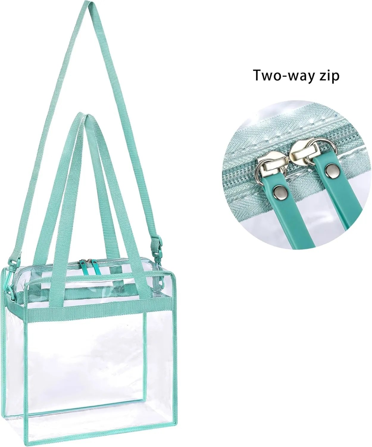 BAGAIL Clear Bags Stadium Approved Clear Tote Bag with Zipper Closure Crossbody Messenger Shoulder Bag with Adjustable Strap