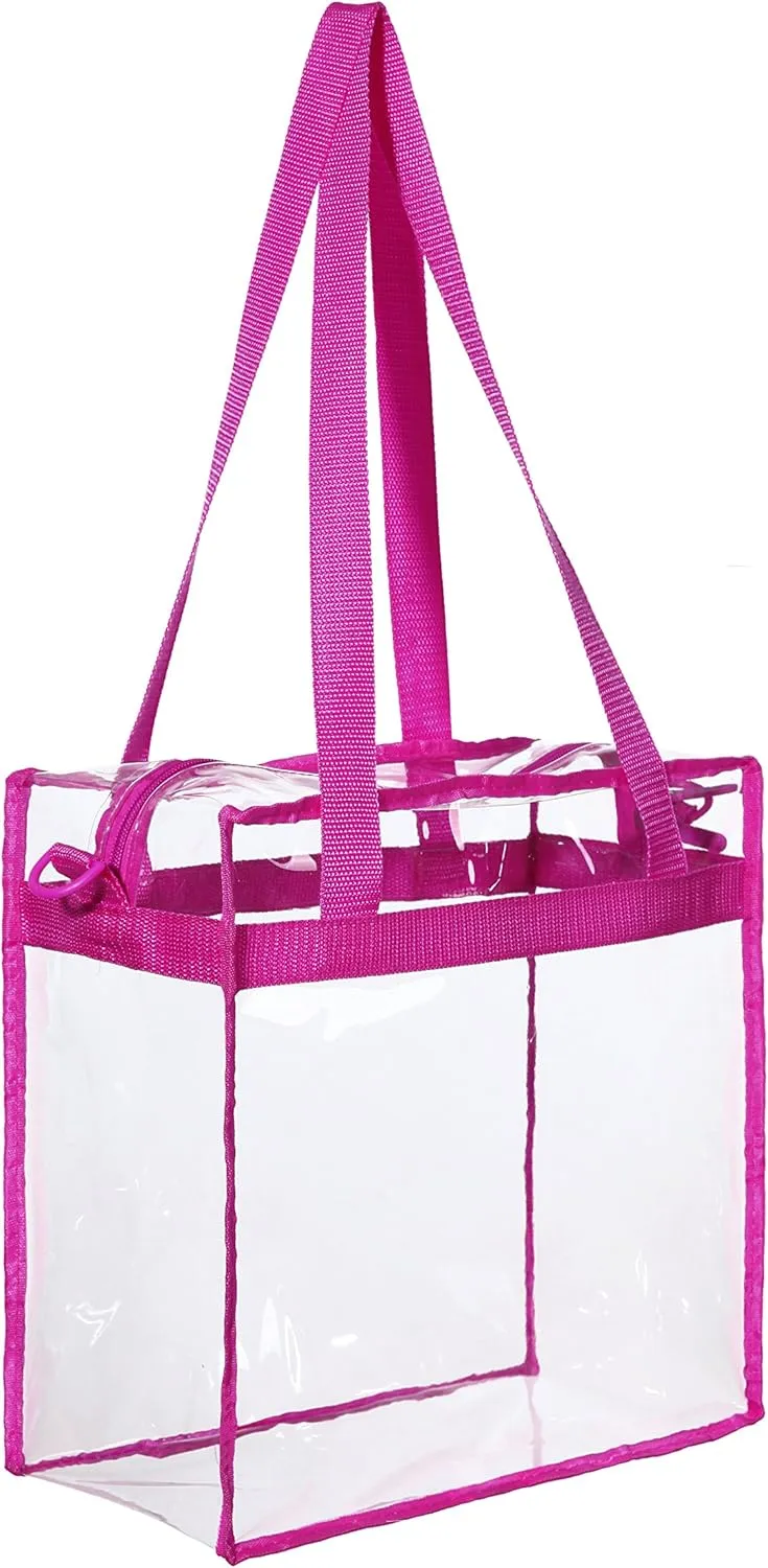 BAGAIL Clear Bags Stadium Approved Clear Tote Bag with Zipper Closure Crossbody Messenger Shoulder Bag with Adjustable Strap