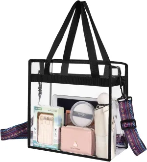 BAGAIL Clear Bags Stadium Approved Clear Tote Bag with Zipper Closure Crossbody Messenger Shoulder Bag with Adjustable Strap
