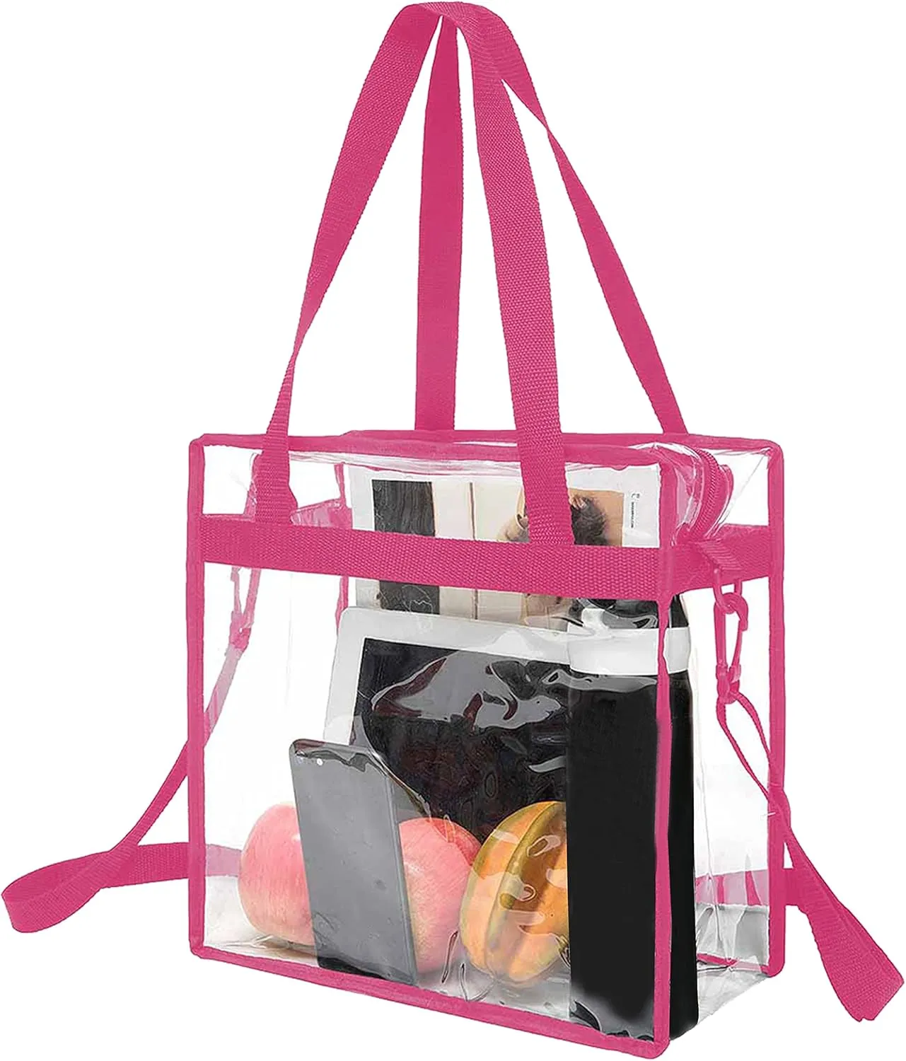 BAGAIL Clear Bags Stadium Approved Clear Tote Bag with Zipper Closure Crossbody Messenger Shoulder Bag with Adjustable Strap