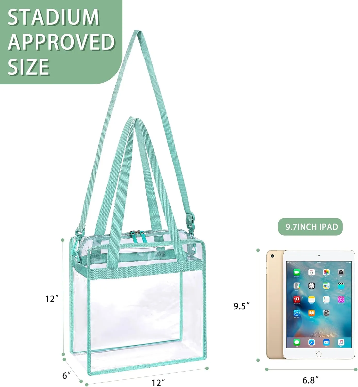 BAGAIL Clear Bags Stadium Approved Clear Tote Bag with Zipper Closure Crossbody Messenger Shoulder Bag with Adjustable Strap
