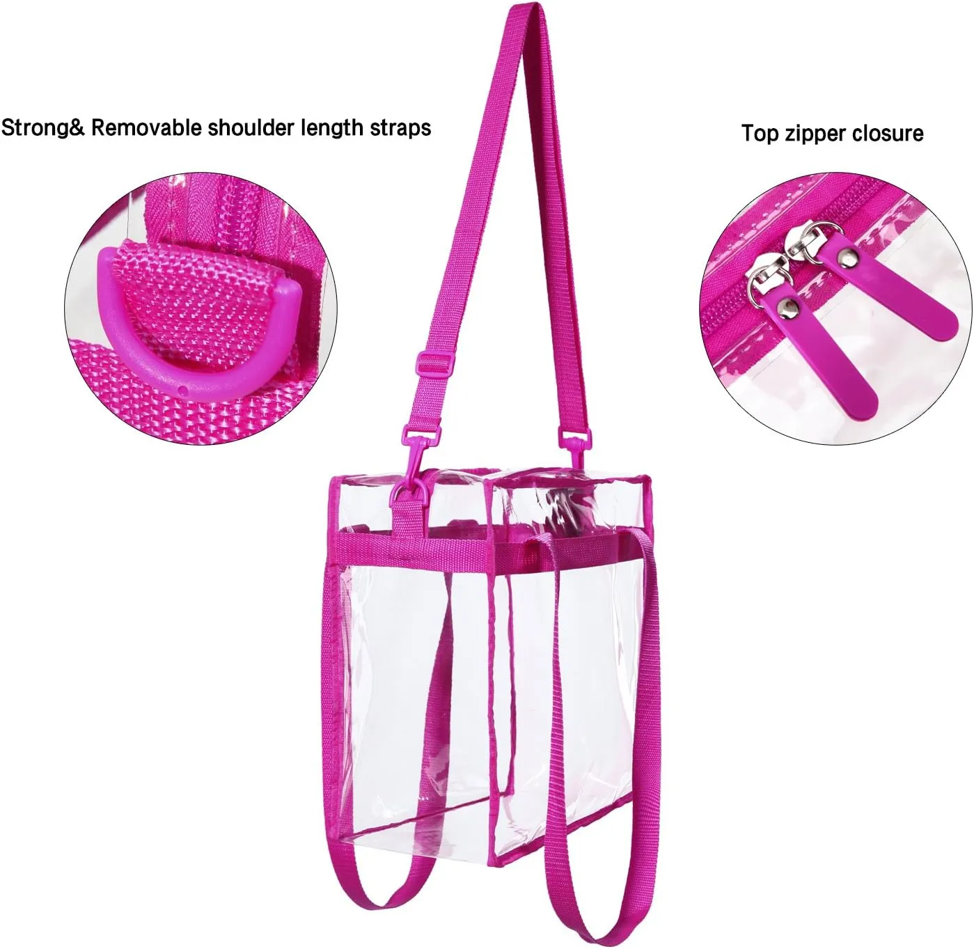 BAGAIL Clear Bags Stadium Approved Clear Tote Bag with Zipper Closure Crossbody Messenger Shoulder Bag with Adjustable Strap