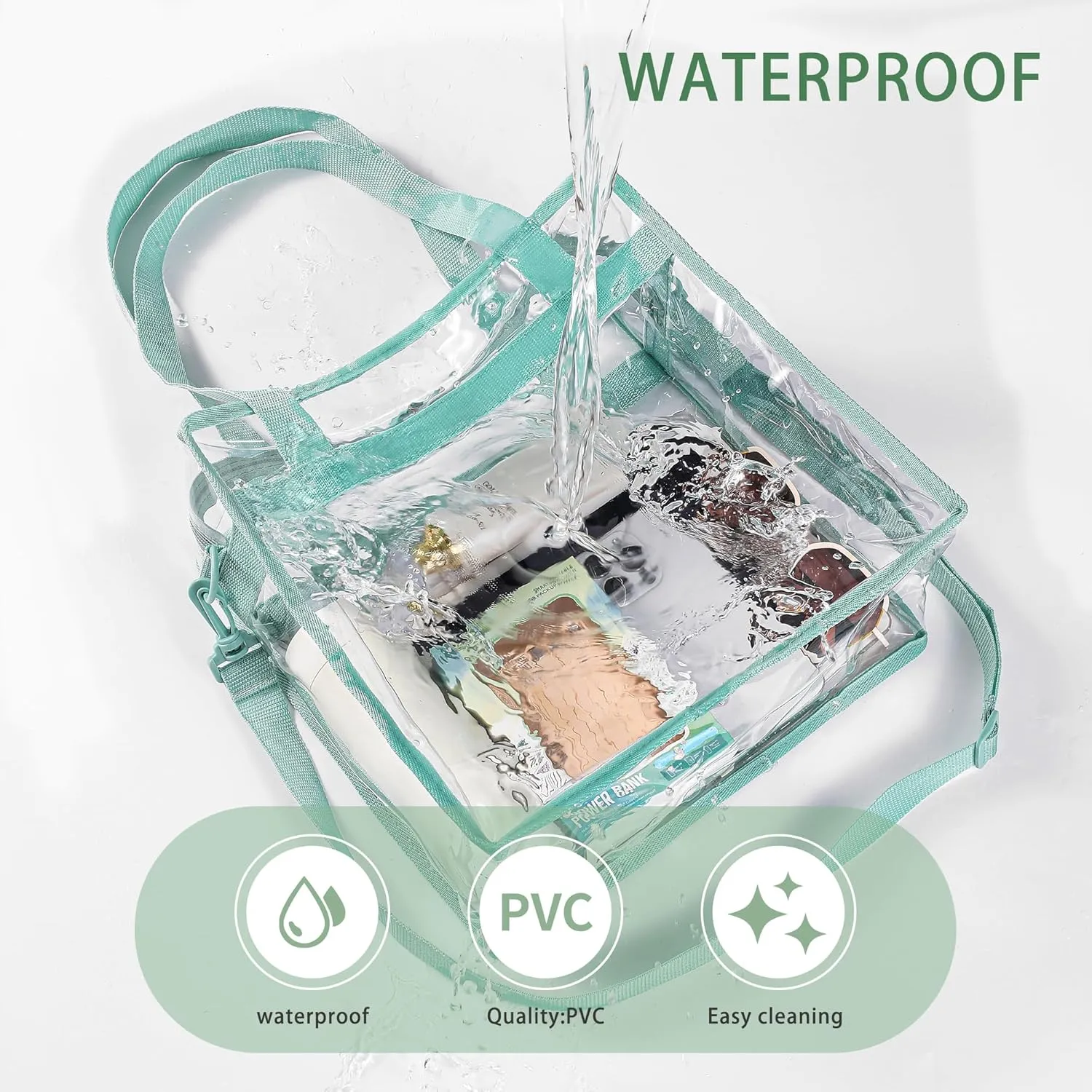 BAGAIL Clear Bags Stadium Approved Clear Tote Bag with Zipper Closure Crossbody Messenger Shoulder Bag with Adjustable Strap