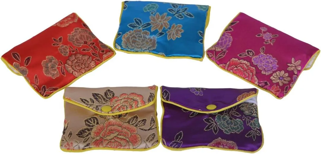 Baitaihem 15 Pack Jewelry Purse Pouch Gift Bags Chinese Silk Style Brocade Embroidered Bag,Multiple Colors(Medium)