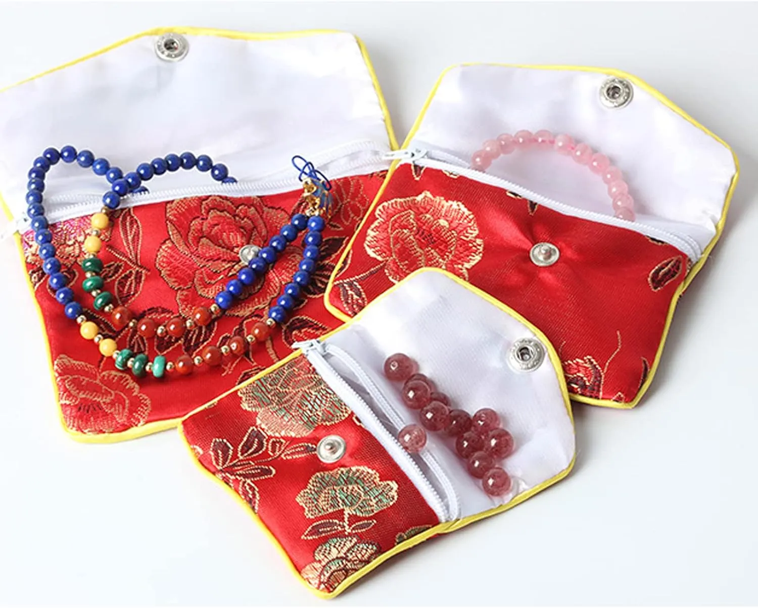 Baitaihem 15 Pack Jewelry Purse Pouch Gift Bags Chinese Silk Style Brocade Embroidered Bag,Multiple Colors(Medium)