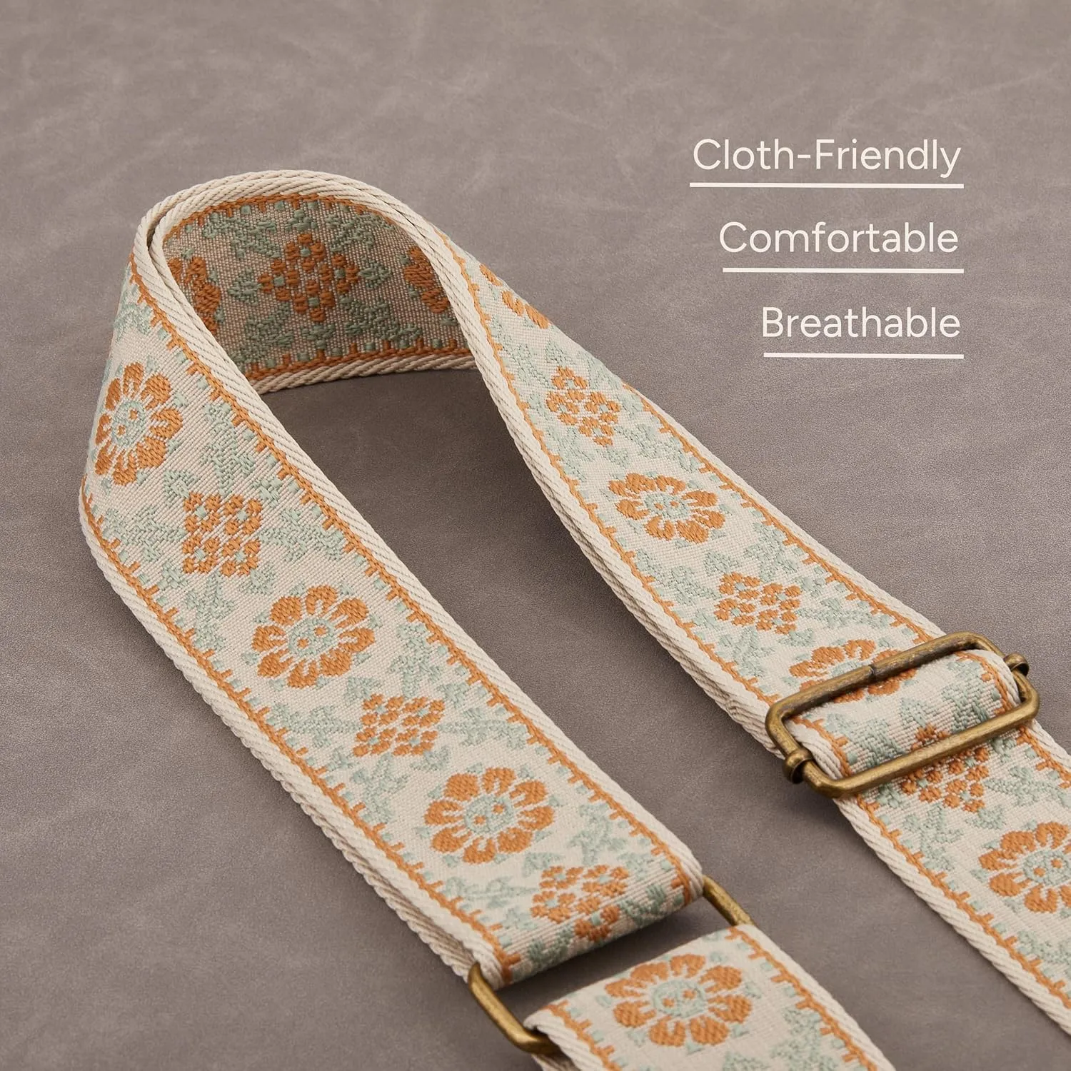 BAKKO Crossbody Strap Full Grain Leather Ends Brass Metal Hardware 2" Wide Replacement Shoulder Strap