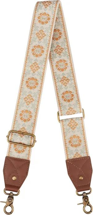 BAKKO Crossbody Strap Full Grain Leather Ends Brass Metal Hardware 2" Wide Replacement Shoulder Strap
