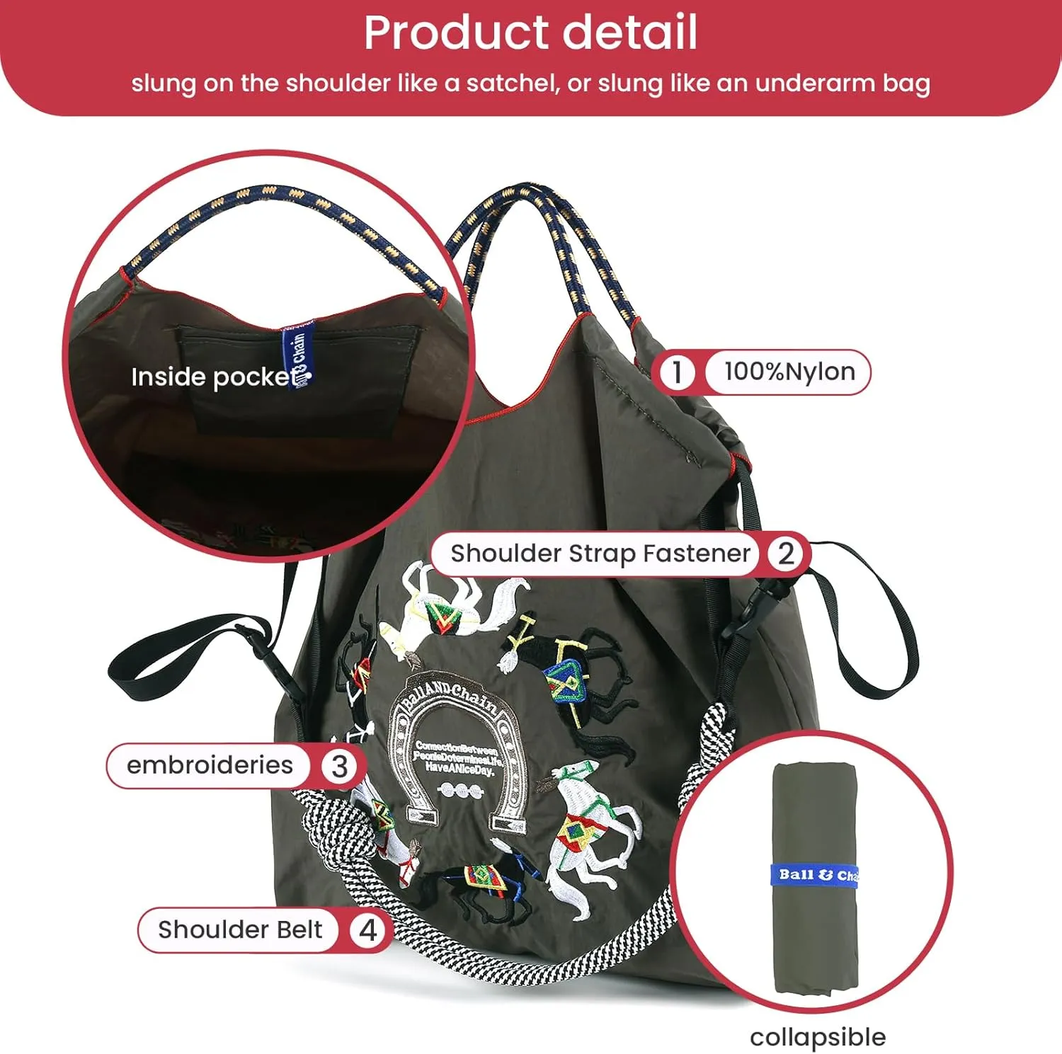 Ball&Chain Stylish Women's Reusable Shopping Bag for Leisure, Travel, and Beach Trips
