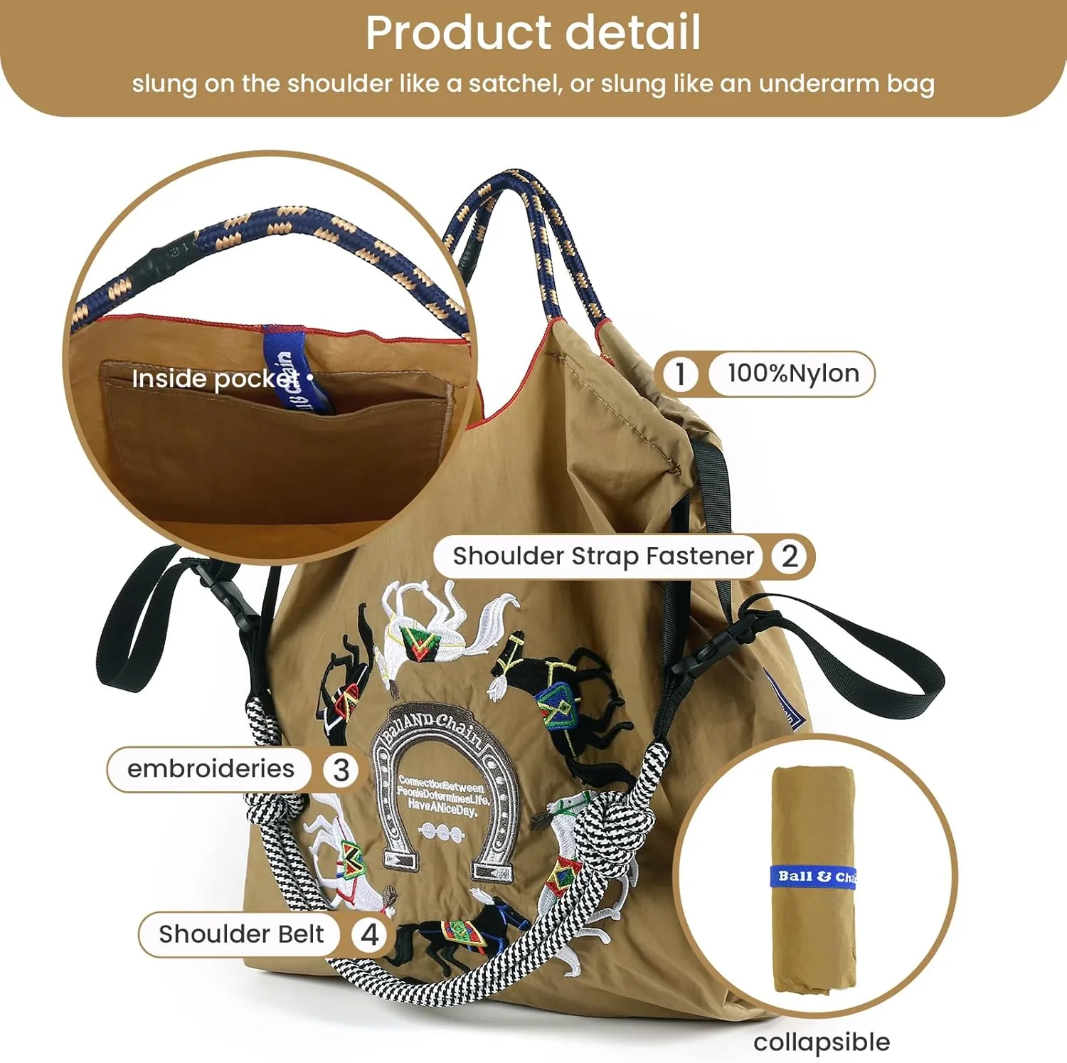 Ball&Chain Stylish Women's Reusable Shopping Bag for Leisure, Travel, and Beach Trips