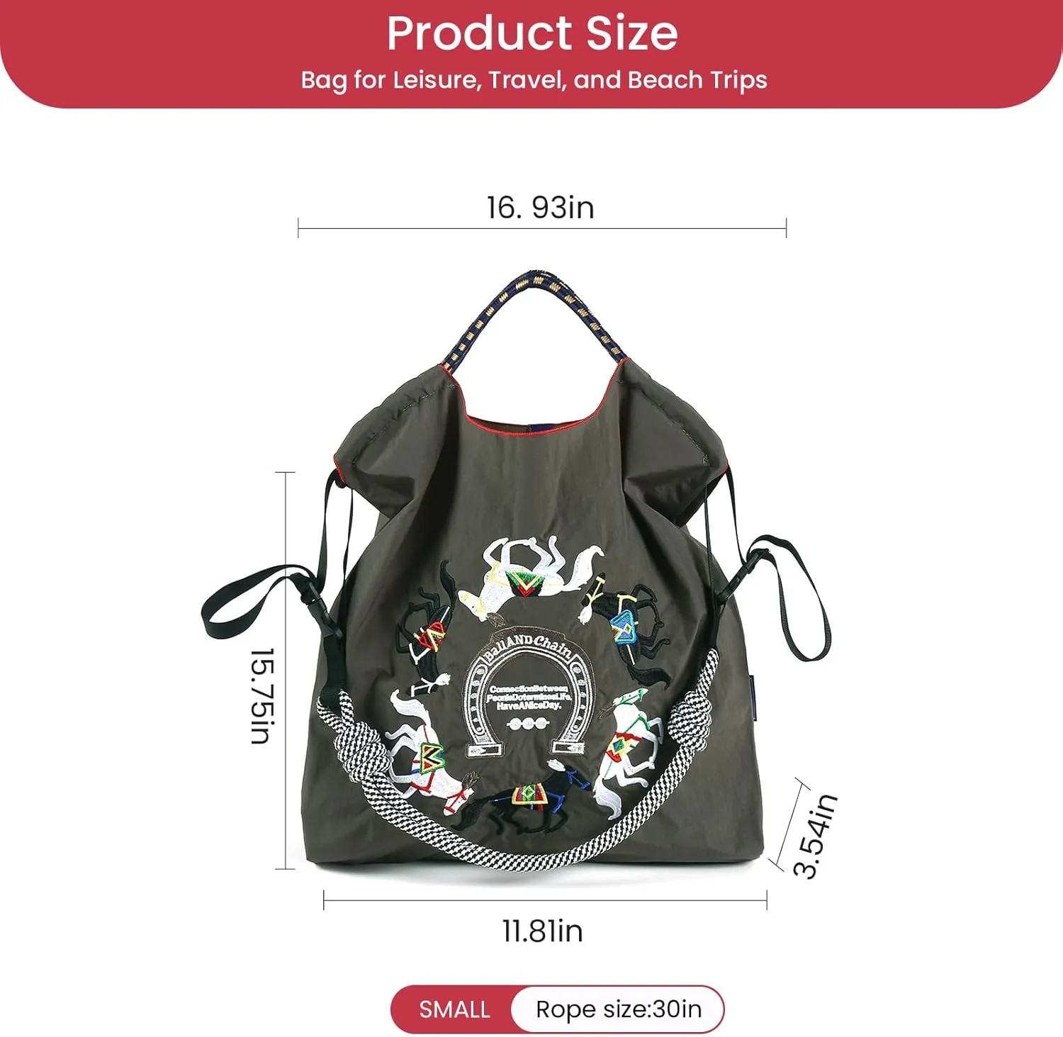 Ball&Chain Stylish Women's Reusable Shopping Bag for Leisure, Travel, and Beach Trips