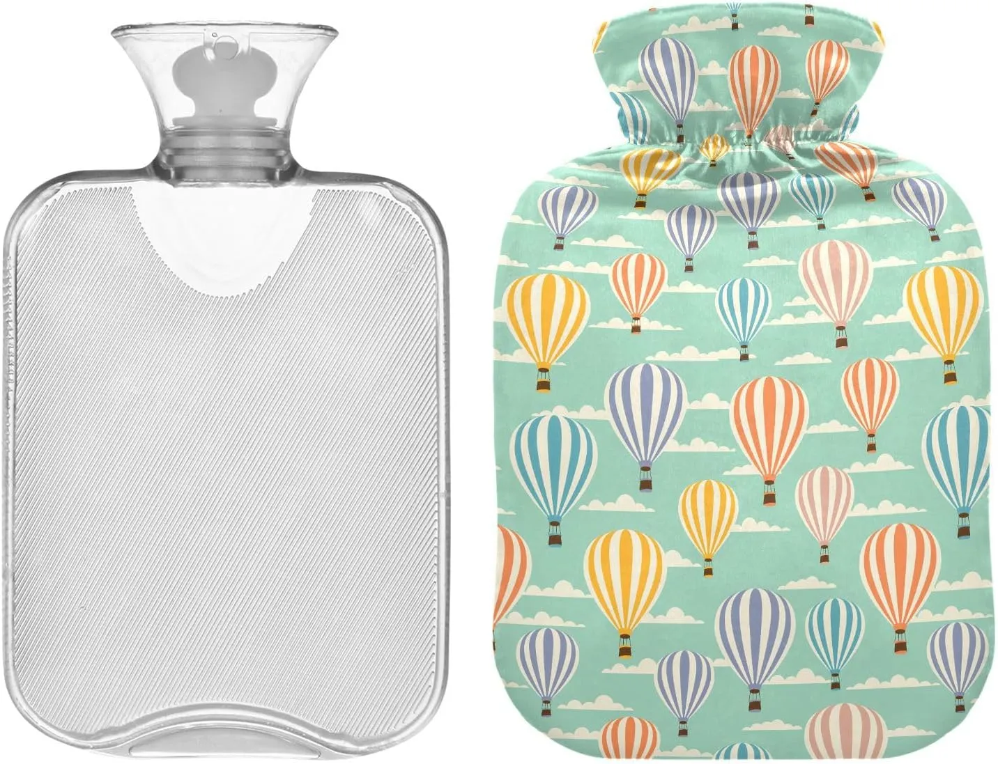 Balloon Mint Hot Water Bottle with Soft Cover 1L Cute Hot Water Bags Warm Water Bottle for Tummy Cramps Neck and Shoulder Waist Pain Relief