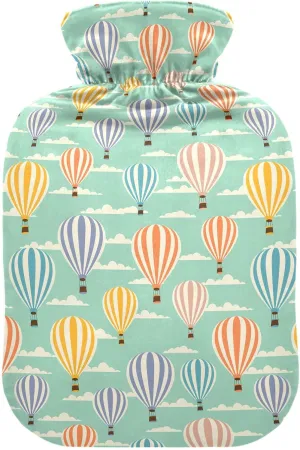 Balloon Mint Hot Water Bottle with Soft Cover 1L Cute Hot Water Bags Warm Water Bottle for Tummy Cramps Neck and Shoulder Waist Pain Relief