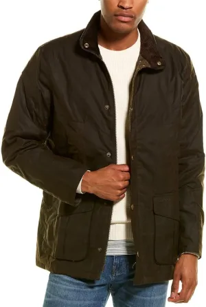 Barbour Mens Hereford Wax Cold Weather Warm Trucker Jacket Green L