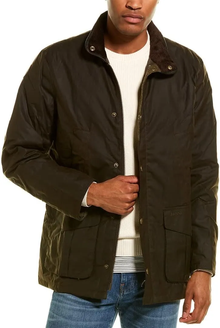 Barbour Mens Hereford Wax Cold Weather Warm Trucker Jacket Green L
