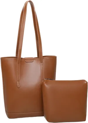 Barsine Tote Bags for Women Vegan Leather Shoulder Purse Top Handle Handbag with Clutch Purse