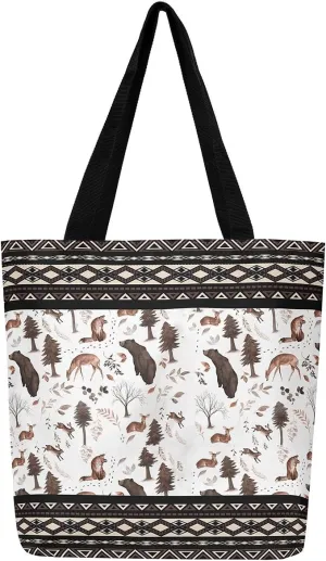 Bass Fish Canvas Bag for Kids Boys Girls,Vintage Fishing Canvas Tote Bag