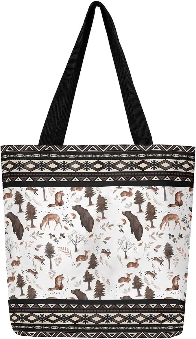Bass Fish Canvas Bag for Kids Boys Girls,Vintage Fishing Canvas Tote Bag