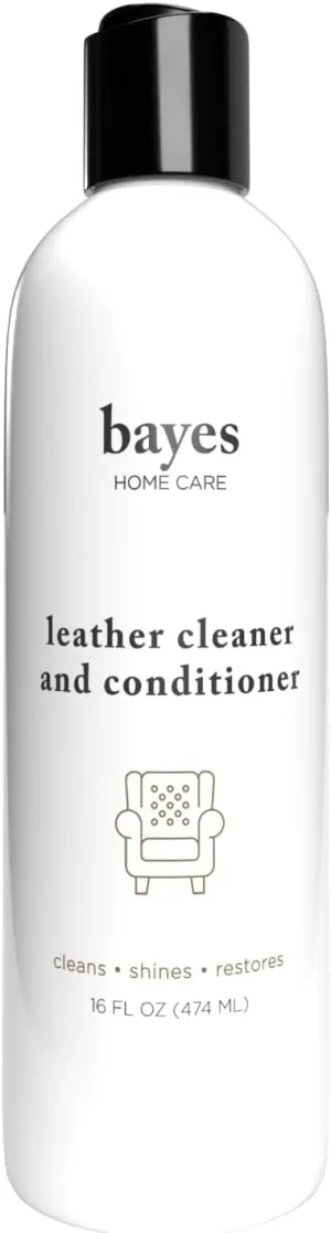 Bayes Premium High Performance Leather Upholstery Cleaner and Conditioner - 16 oz - Prevents Drying, Cracking or Fading of Leather Couches, Car Seats, Shoes, Purses