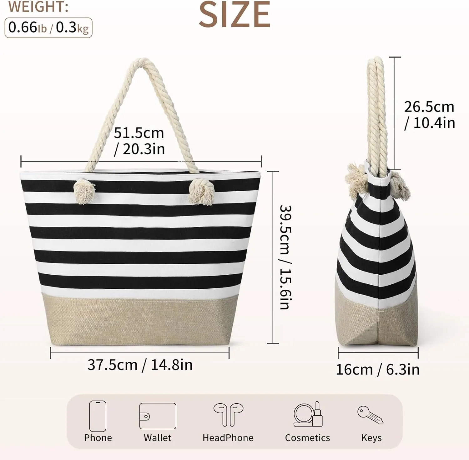 Beach Bags for Women Large Waterproof Tote Bag with Zipper Lightweight Canvas Reusable Grocery Shopping Shoulder Bag