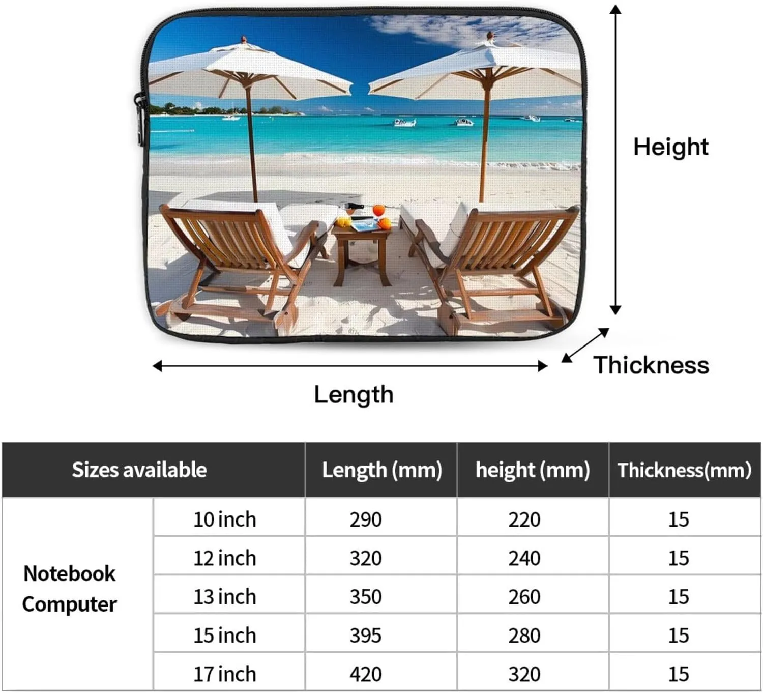 Beach Lounger Laptop Inner Bag Laptop Sleeve Case Briefcase Carrying Laptop Cover
