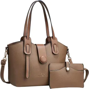 Beach Tote Bag 4 Packet Solid Color Leather Handbags Shoulder Bags Crossbody Hobo Bags Card Purse Work Travel Essential H