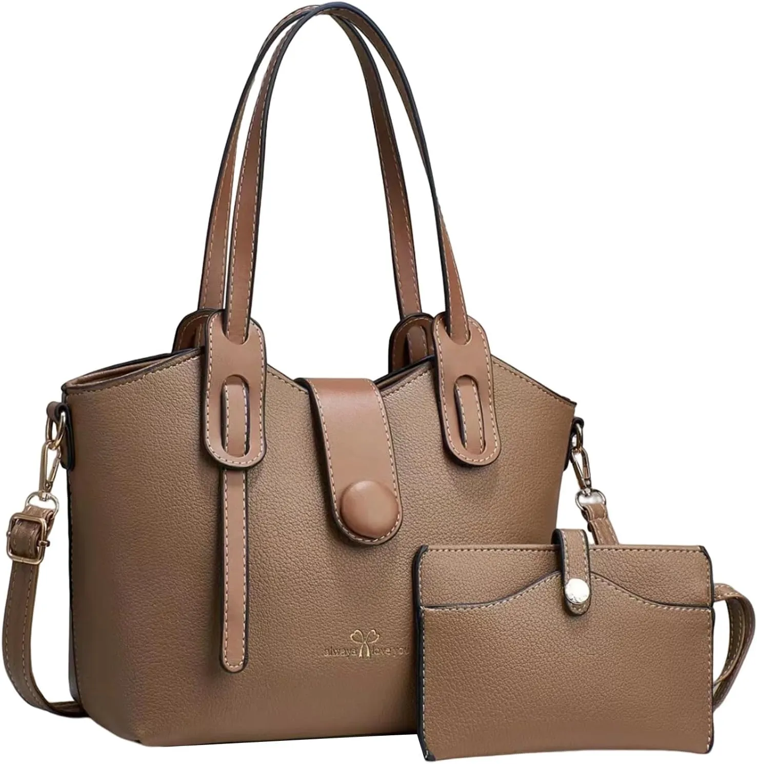 Beach Tote Bag 4 Packet Solid Color Leather Handbags Shoulder Bags Crossbody Hobo Bags Card Purse Work Travel Essential H