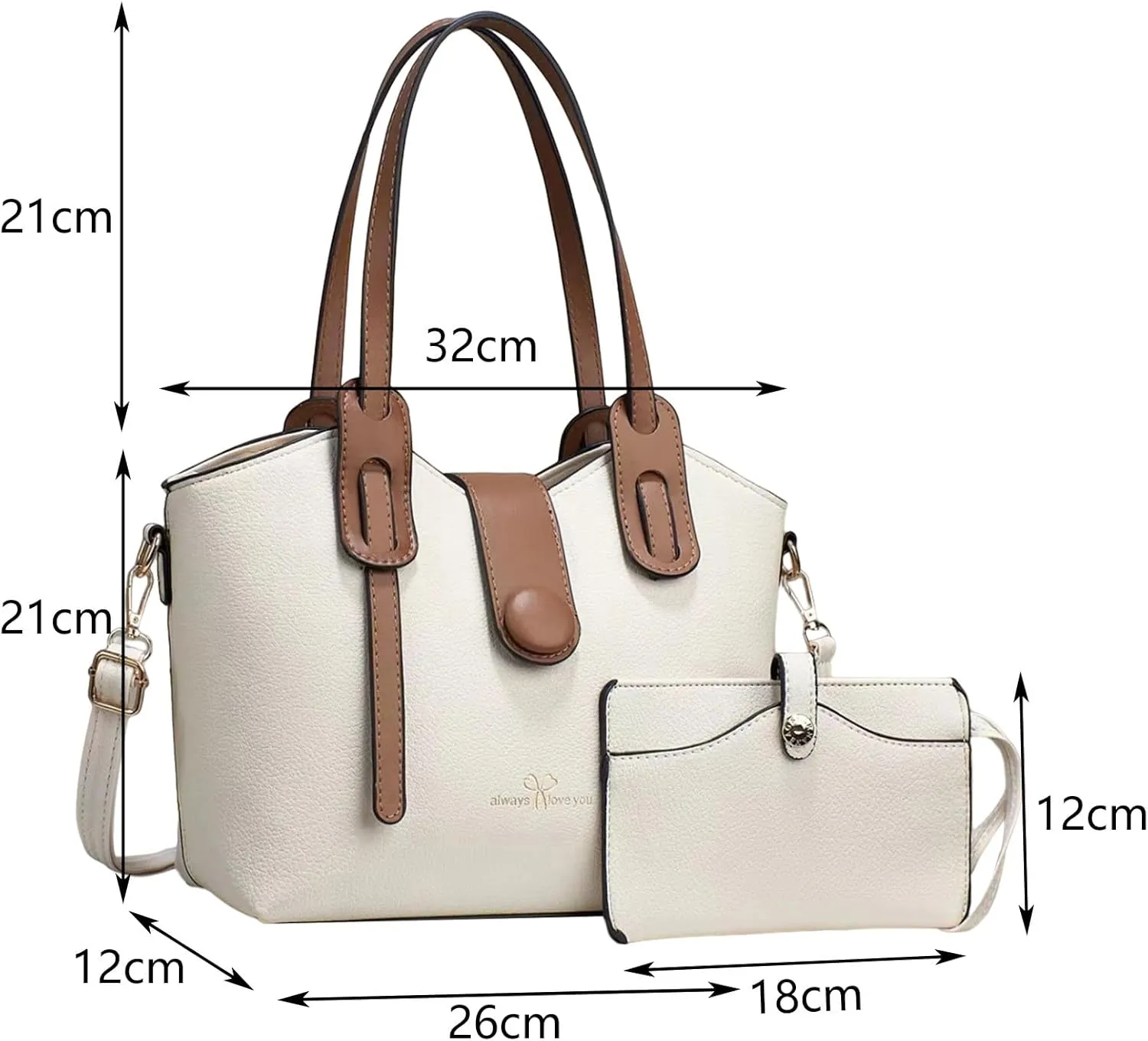 Beach Tote Bag 4 Packet Solid Color Leather Handbags Shoulder Bags Crossbody Hobo Bags Card Purse Work Travel Essential H