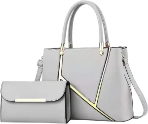 Beach Tote Bag 4 Packet Solid Color Leather Handbags Shoulder Bags Crossbody Hobo Bags Card Purse Work Travel Essential J