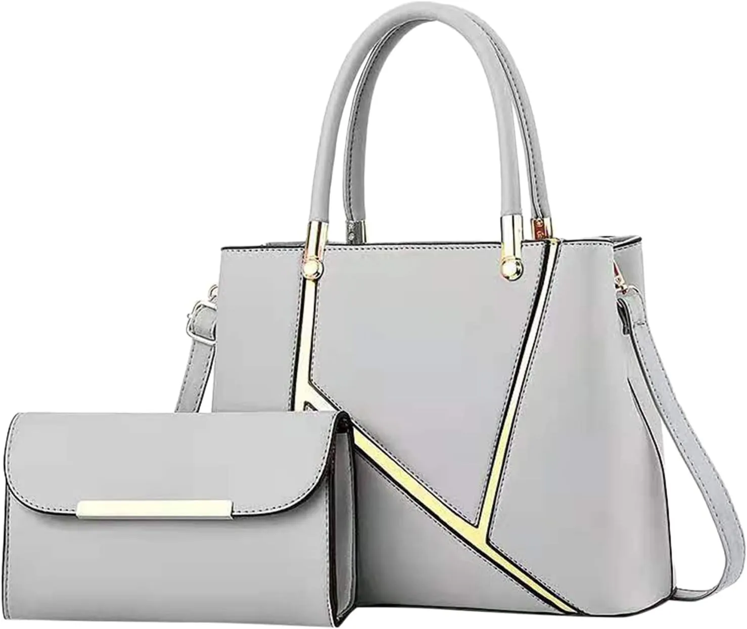 Beach Tote Bag 4 Packet Solid Color Leather Handbags Shoulder Bags Crossbody Hobo Bags Card Purse Work Travel Essential J