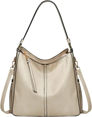 Beach Tote Bag 4 Packet Solid Color Leather Handbags Shoulder Bags Crossbody Hobo Bags Card Purse Work Travel Essential T