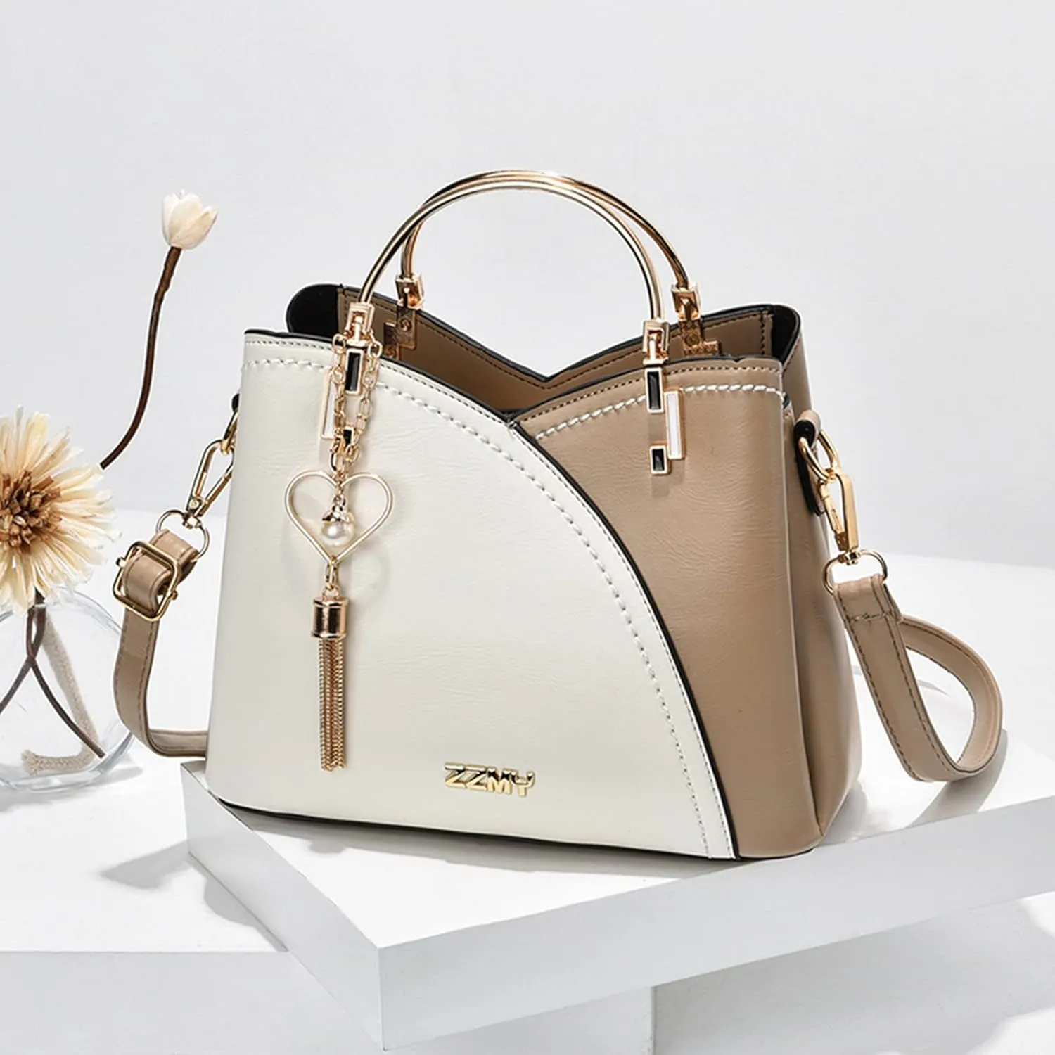 Beach Tote Bag Color Block Large Handbags Metal Handle Crossbody Bags Hobo Laptop Computer Briefcases For Wife Mama A