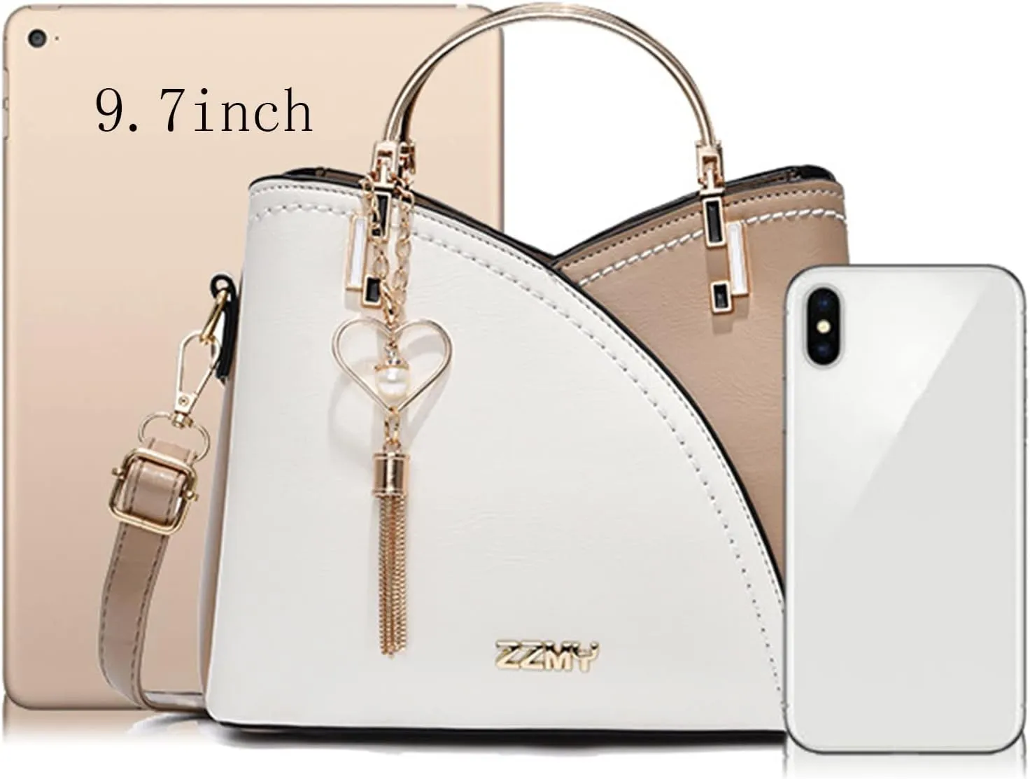 Beach Tote Bag Color Block Large Handbags Metal Handle Crossbody Bags Hobo Laptop Computer Briefcases For Wife Mama A