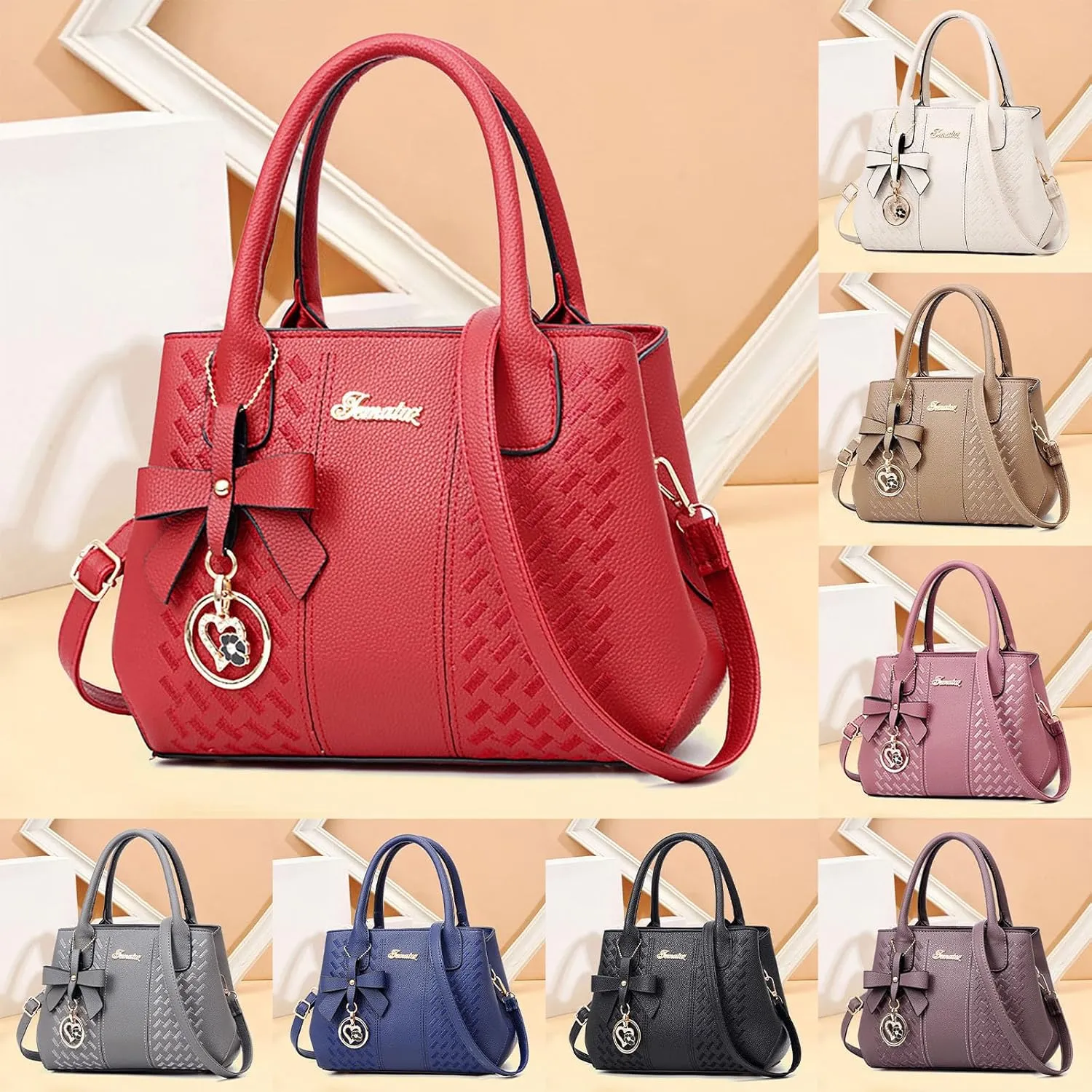 Beach Tote Bag Cute Bow Large Handbags Metal Handle Crossbody Bags Hobo Laptop Computer Briefcases For Wife Mama B