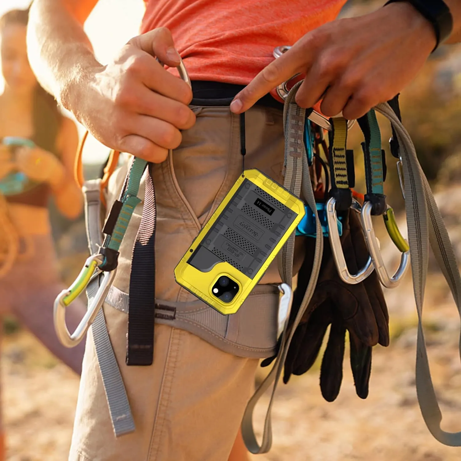 Beasyjoy for iPhone 14 Case Waterproof, Metal Heavy Duty Full Body Protective Case with Built-in Screen Protector, Military Grade Shockproof Dustproof Defender Rugged Cover 6.1 Inch, Yellow