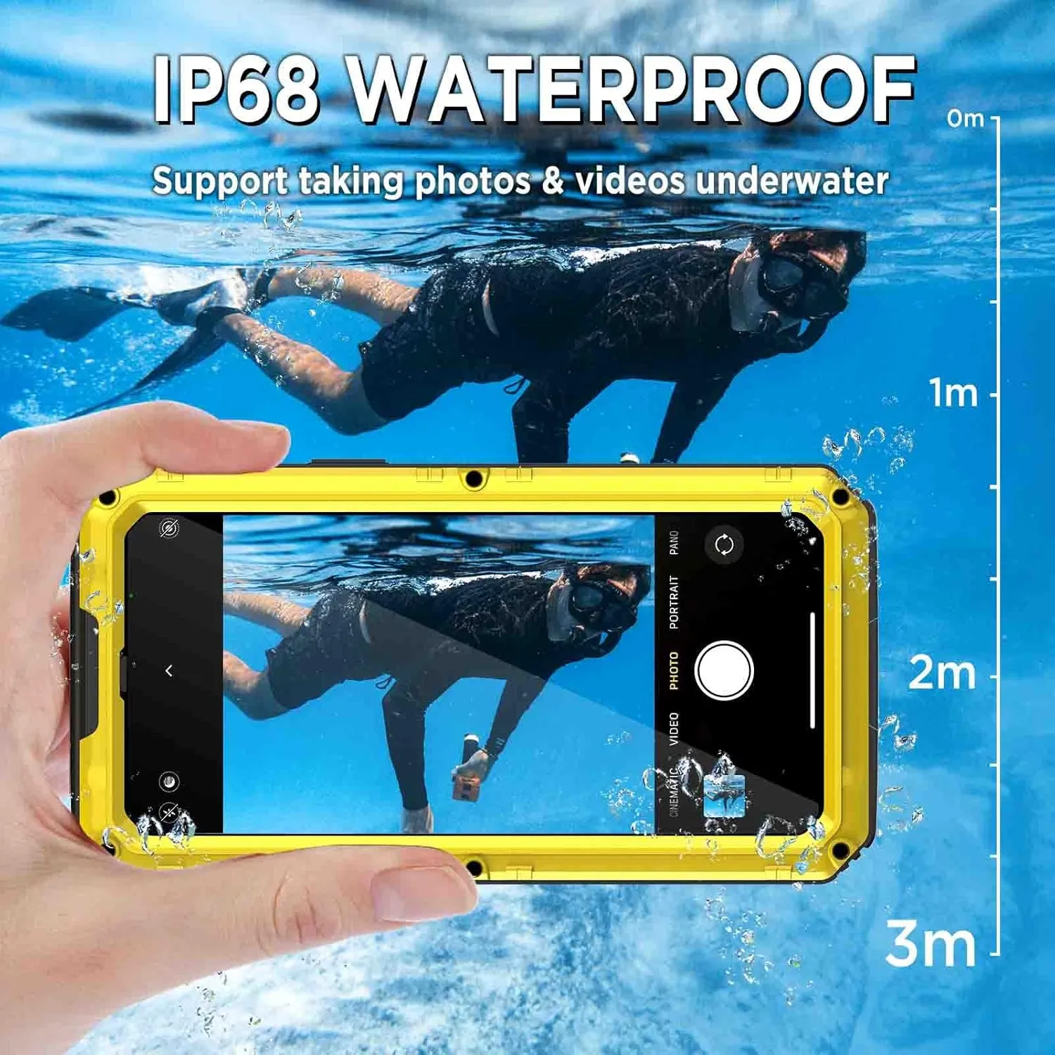 Beasyjoy for iPhone 14 Case Waterproof, Metal Heavy Duty Full Body Protective Case with Built-in Screen Protector, Military Grade Shockproof Dustproof Defender Rugged Cover 6.1 Inch, Yellow
