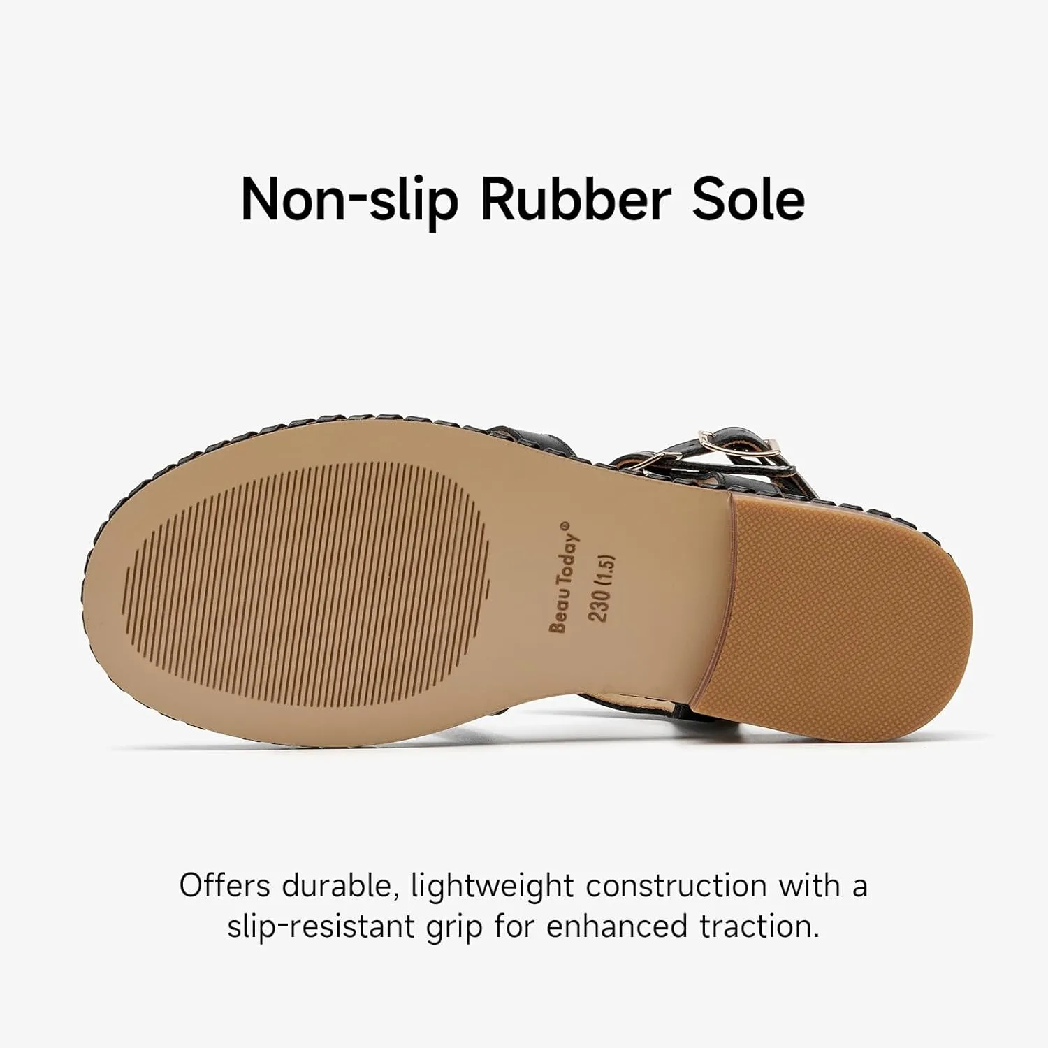 BEAU TODAY Women’s Flat Gladiator Sandals, Leather Fisherman Studded Sandals Shoes for Women, Roman Boho Strappy Comfortable Dress Buckle Summer Beach Shoes
