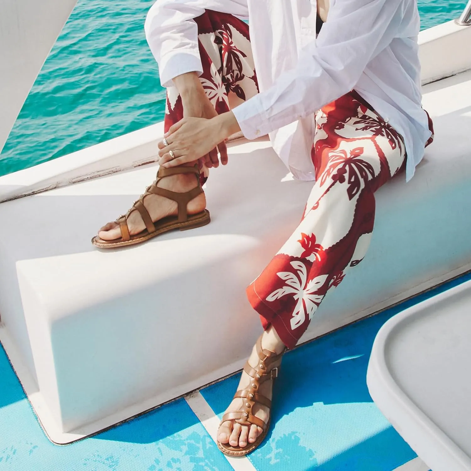 BEAU TODAY Women’s Flat Gladiator Sandals, Leather Fisherman Studded Sandals Shoes for Women, Roman Boho Strappy Comfortable Dress Buckle Summer Beach Shoes