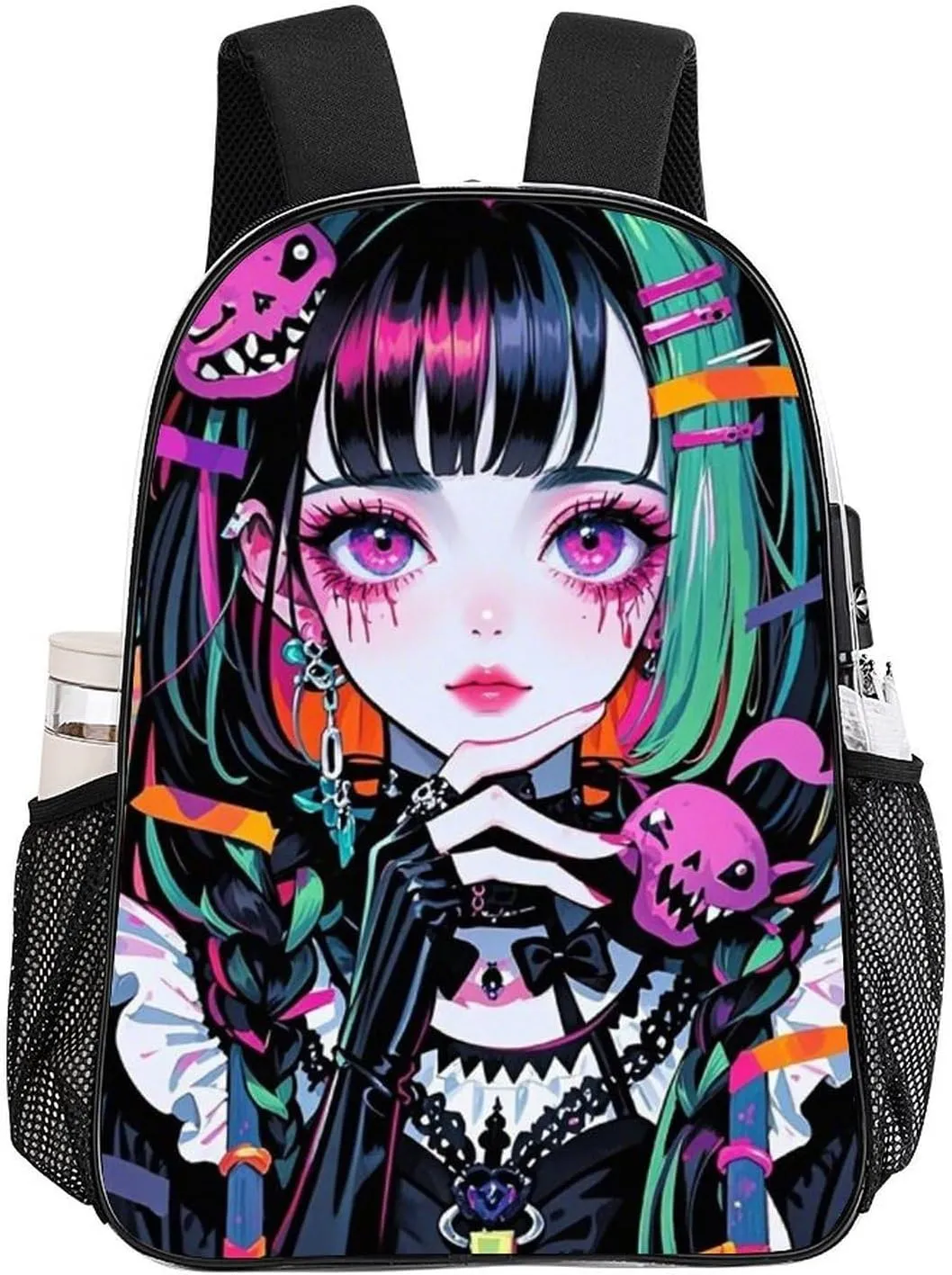Beautiful Gothic Women Neon Art Backpack Transparent Multipurpose Anti-Theft Shoulder Bag Big Capacity Gym Outdoor Hiking Backpack With Padded Straps