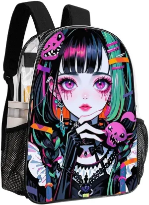 Beautiful Gothic Women Neon Art Backpack Transparent Multipurpose Anti-Theft Shoulder Bag Big Capacity Gym Outdoor Hiking Backpack With Padded Straps