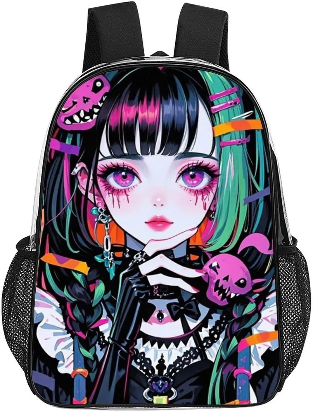 Beautiful Gothic Women Neon Art Backpack Transparent Multipurpose Anti-Theft Shoulder Bag Big Capacity Gym Outdoor Hiking Backpack With Padded Straps