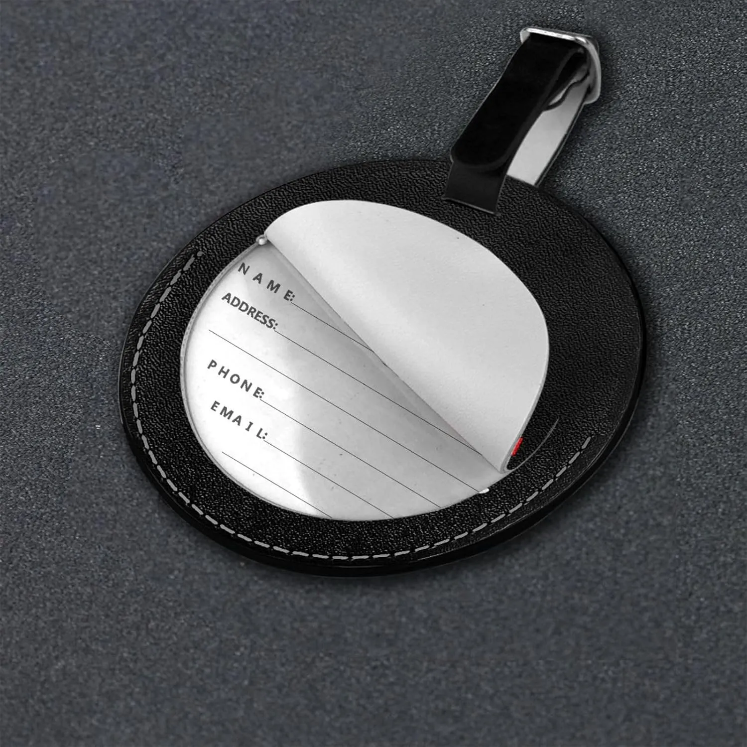 Because He's Mine I Walk This Line Firefighter Wife Round Leather Luggage tag 3.7in, Suitable for Travel Bags, Backpacks, etc