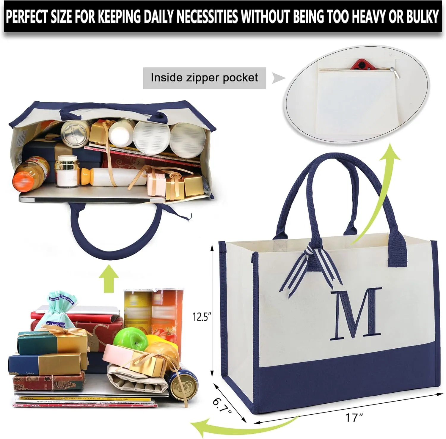 BeeGreen Personalized-Tote-Bag-for Women Mom Teacher Friends Sister Gift Bags with Comestic Bag