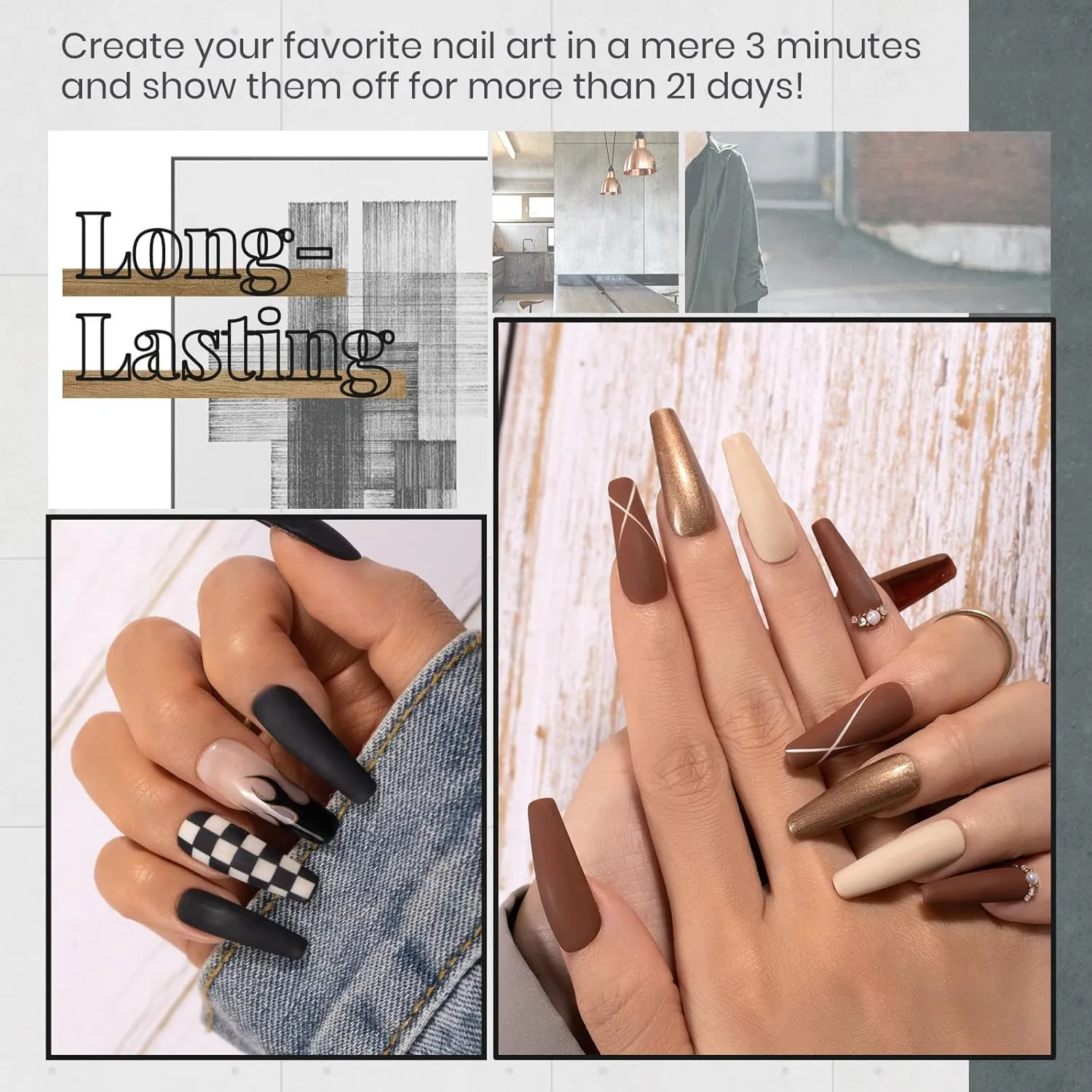 Beetles 23Pcs Gel Nail Polish Set with Base Gel Glossy Matte Top Coat, Gray Brown Burgundy Red Purple Glitter Gel Polish Set Soak Off Uv Gel Nail Kit for Women Industrial Wave Collection