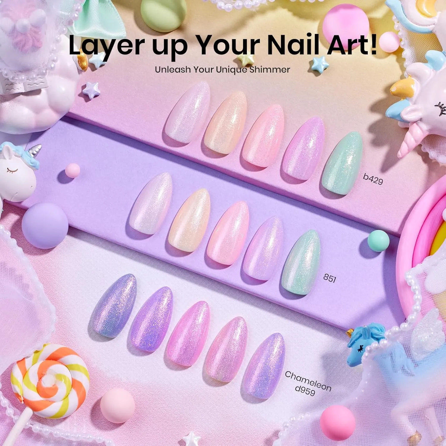 Beetles Gel Nail Polish Set-20 Colors Hot Pink Purple Shimmer Green Unicorn Bright Glitter Manicure Macaron Collection Gel Polish Kit with Base Matte Glossy Top Coat