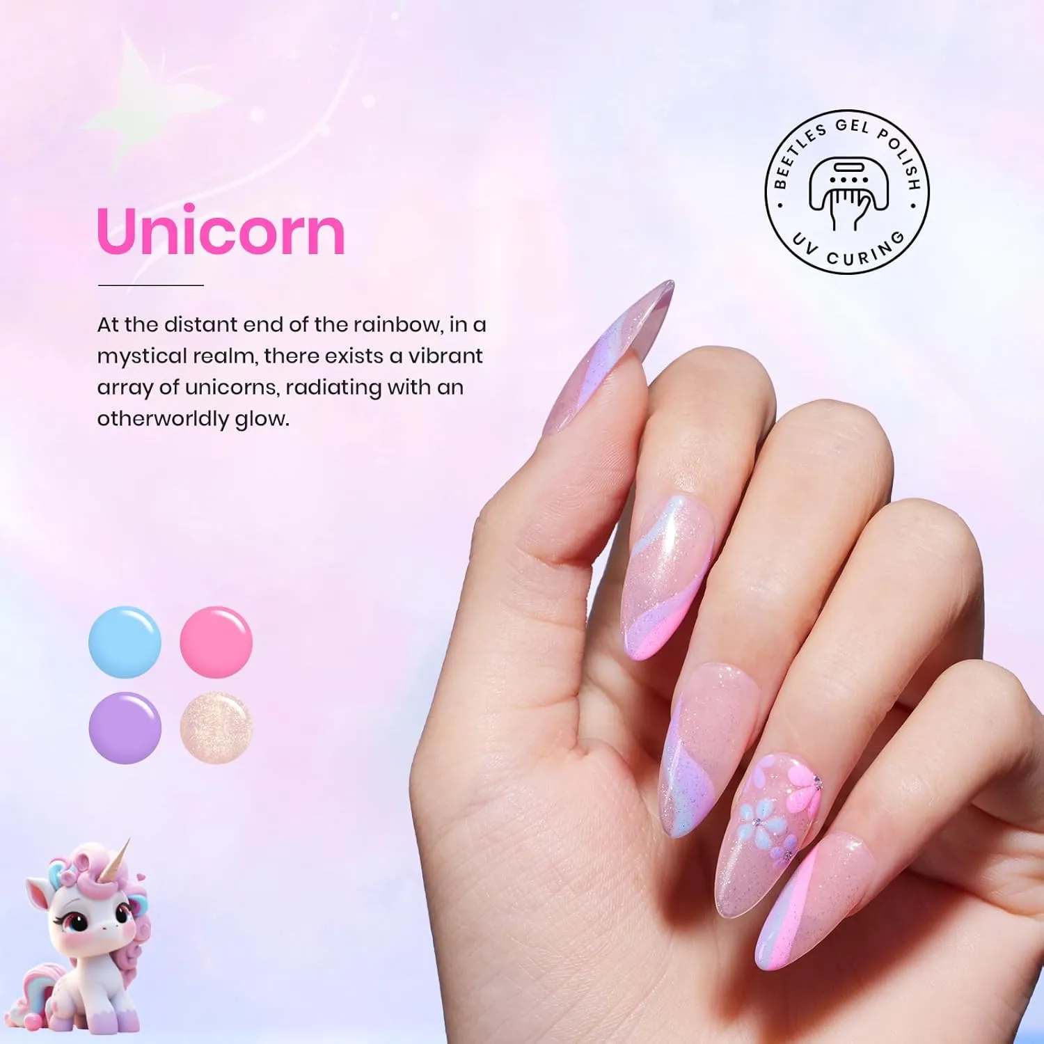 Beetles Gel Nail Polish Set-20 Colors Hot Pink Purple Shimmer Green Unicorn Bright Glitter Manicure Macaron Collection Gel Polish Kit with Base Matte Glossy Top Coat