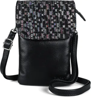 befen Genuine Leather Small Crossbody Bags for Women Cell Phone Bag Cross Body Purses,Silver Zipper