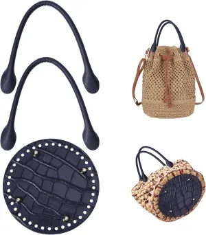 beinkmake PU Leather Handbag Making Kits Round Knitting Crochet Bags Bottom Shaper Bag Handle with Holes Set for DIY Tote Bags Purse Wallet Making Repairing
